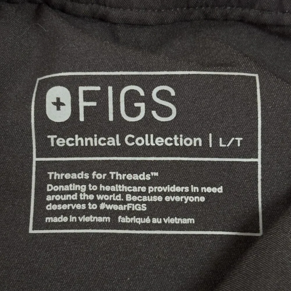 FIGS Technical Collection Cairo Cargo Pants Mens Large Tall Black Scrub Workwear